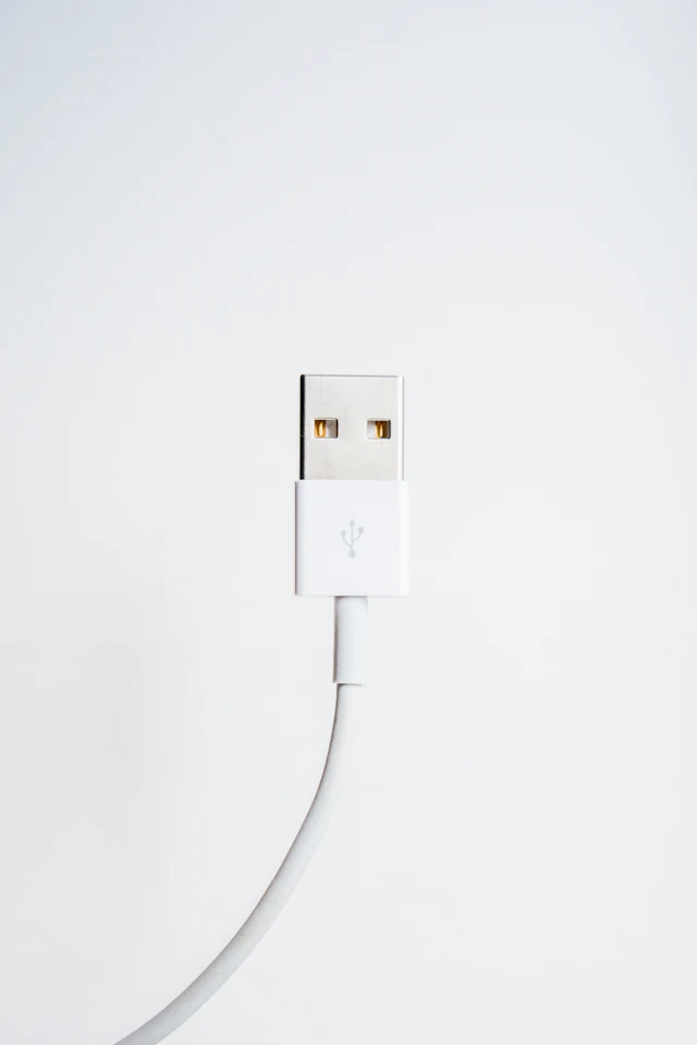 White USB charging cable